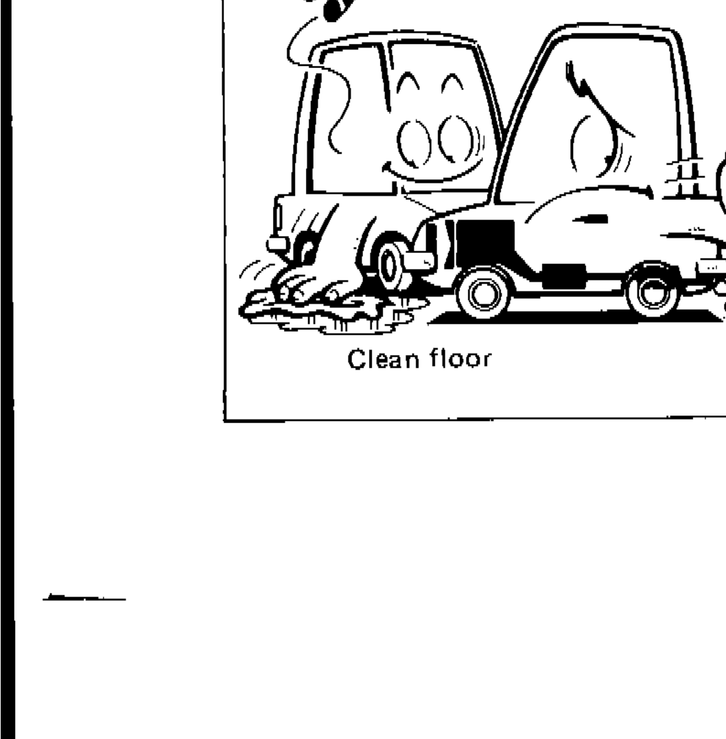Illustration showing clean floor precaution with vehicle and exhaust pipe