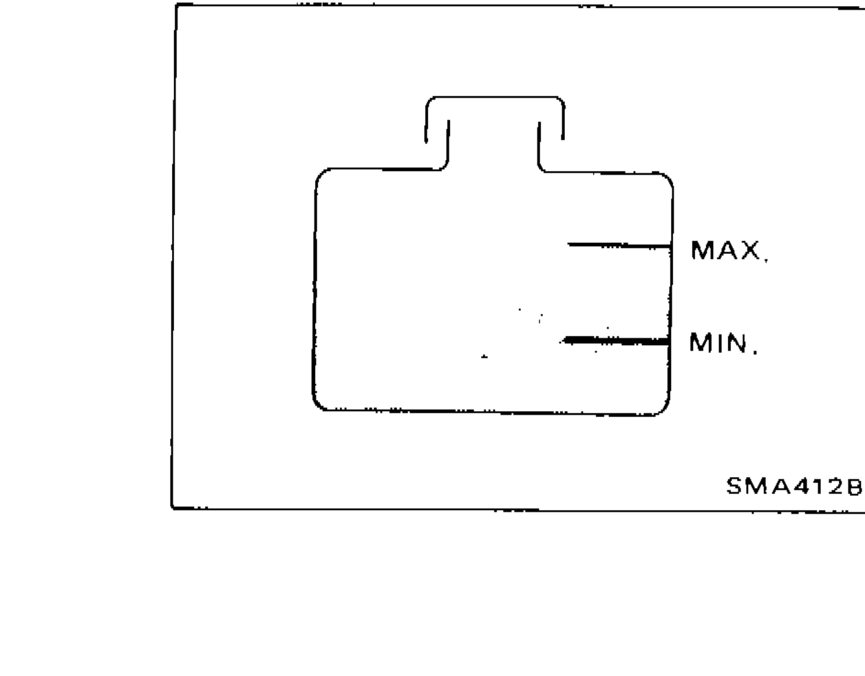 Reservoir tank diagram showing MAX and MIN level markings