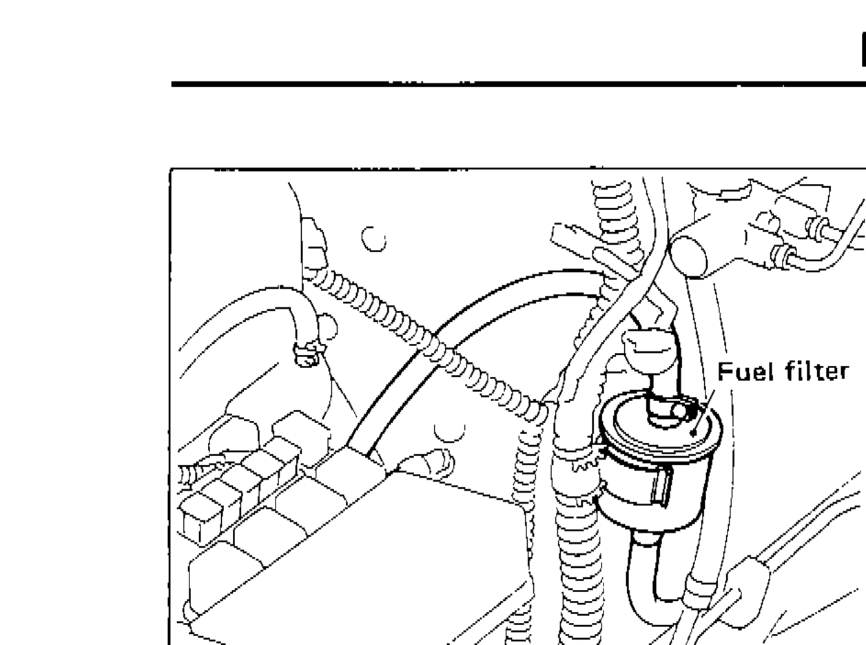 Engine compartment photo showing fuel filter location