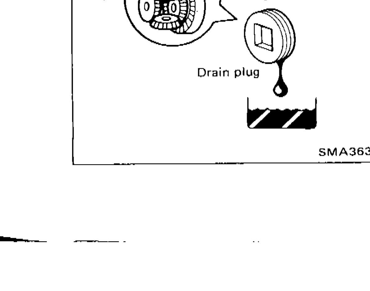 Differential drain plug location diagram showing oil drain