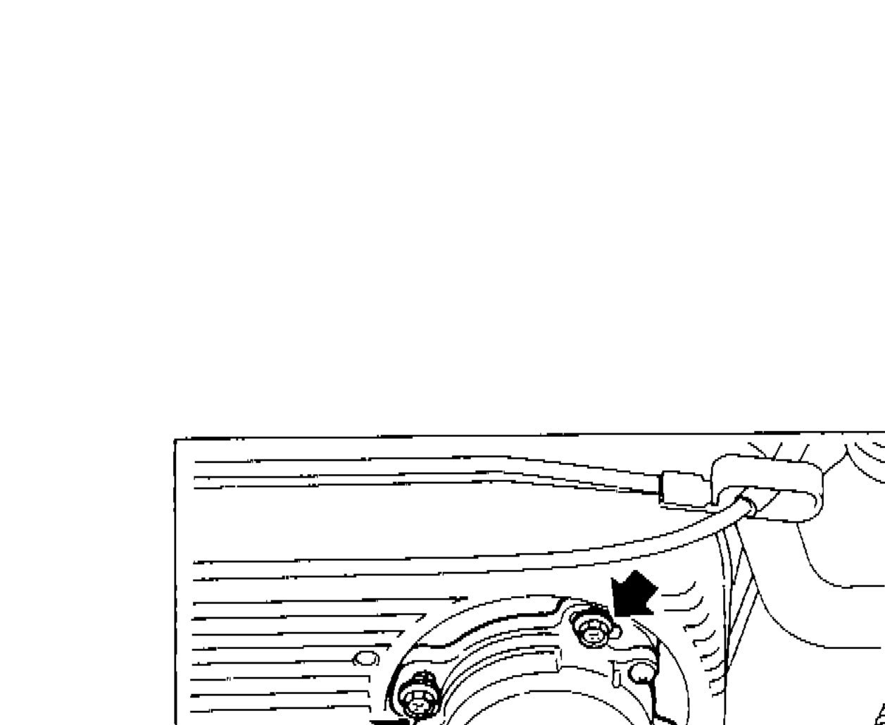 Crank angle sensor location on timing belt cover with alignment mark arrows indicated