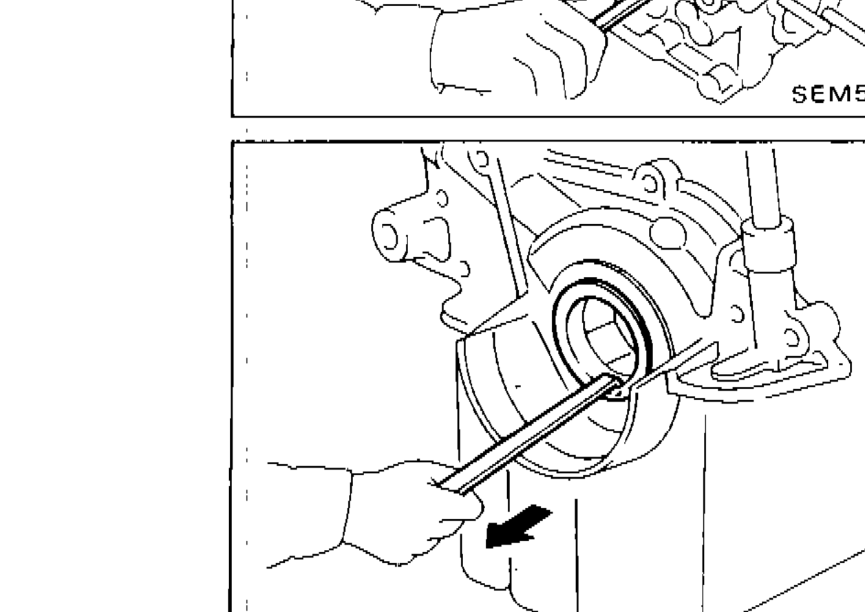 Illustration showing front oil seal removal using a suitable tool