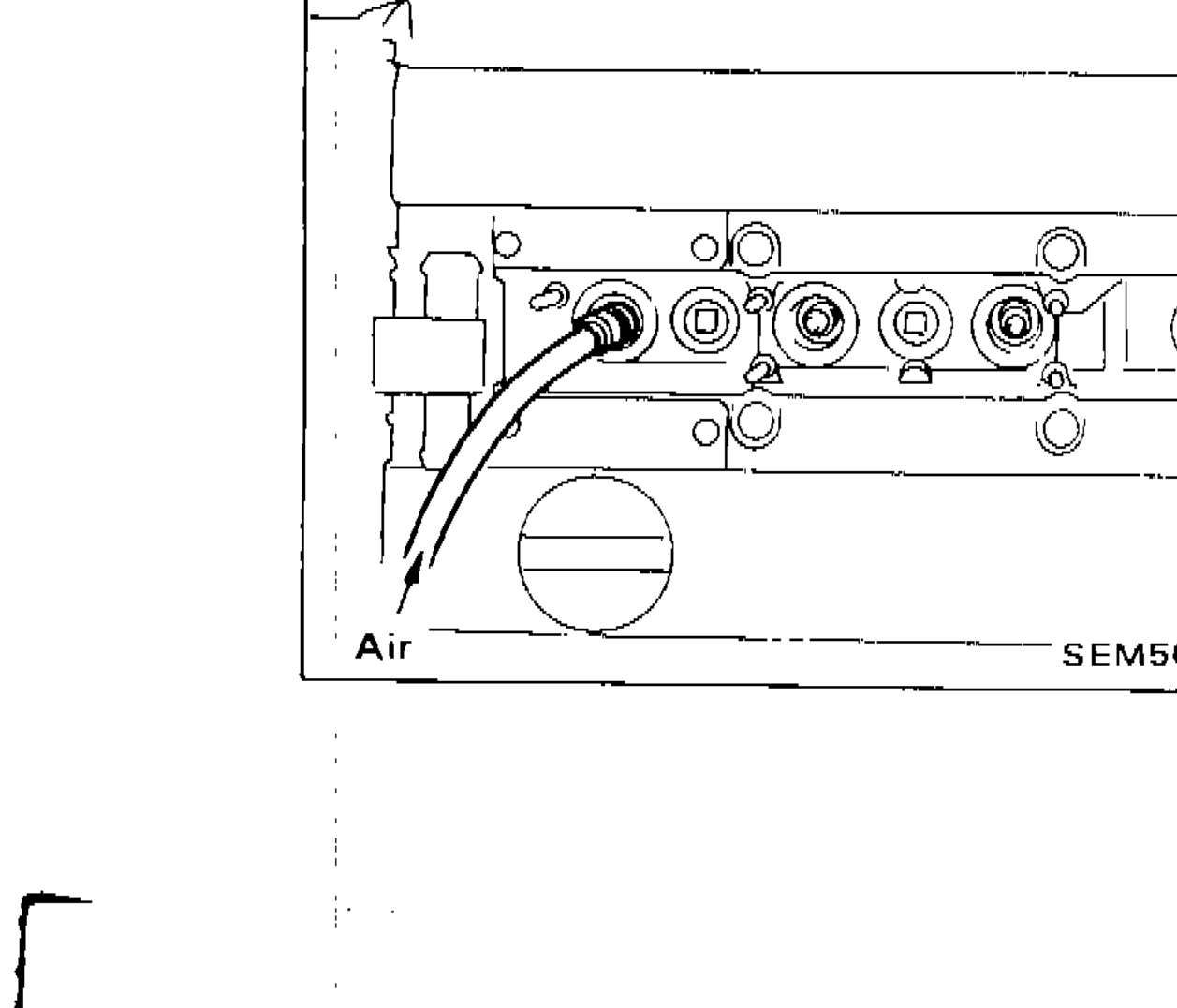 Illustration showing air hose adapter installed into spark plug hole for valve oil seal replacement, with Air label