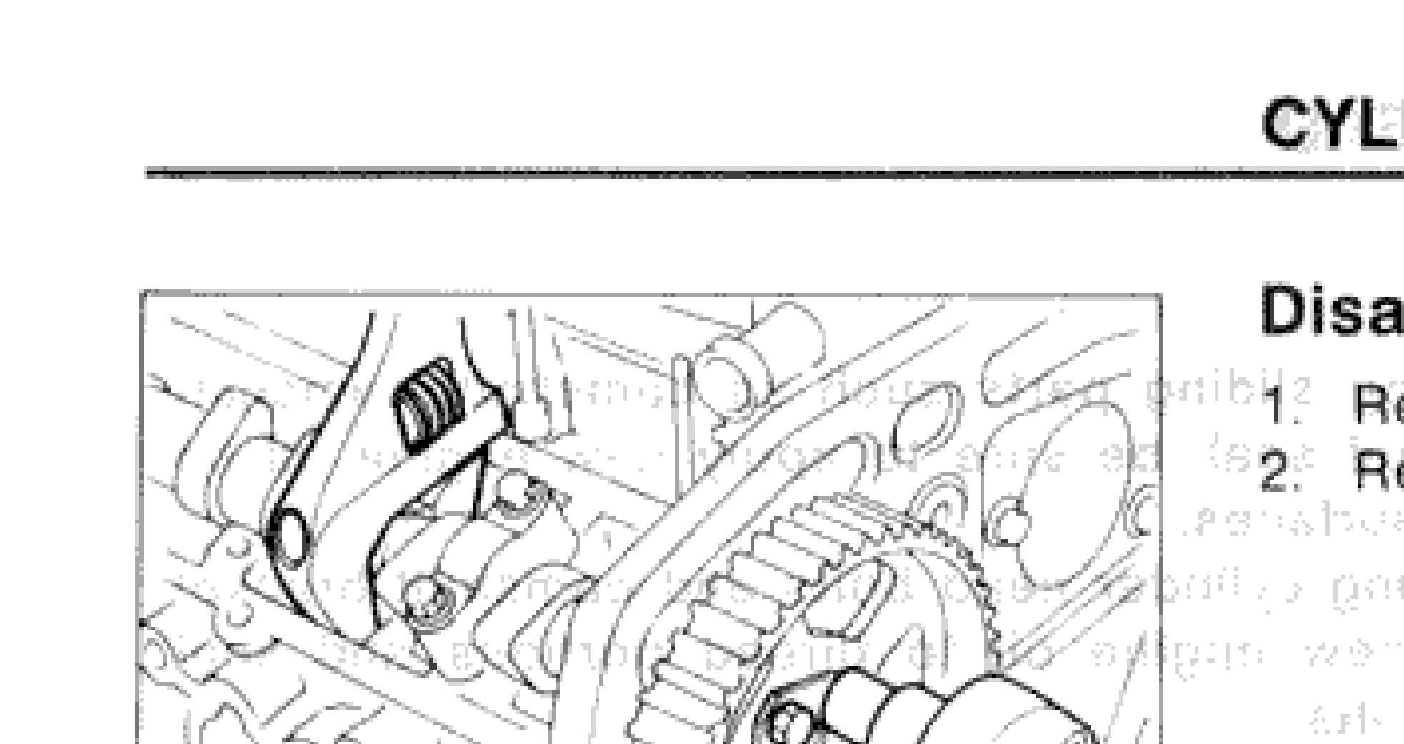 Photograph showing camshaft sprocket area at front of cylinder head, illustrating removal of intake manifold and camshaft sprockets