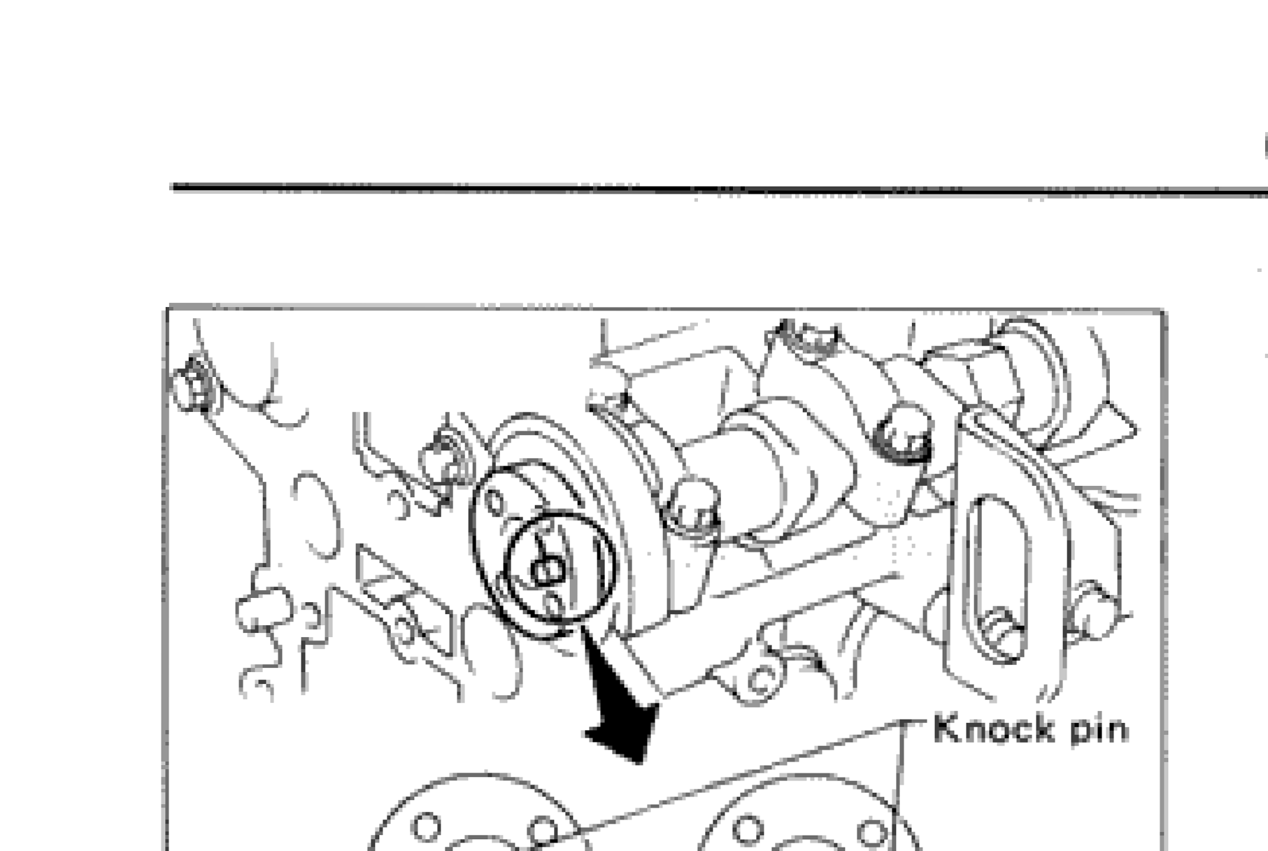 Camshaft installation showing knock pin, intake side and exhaust side orientation