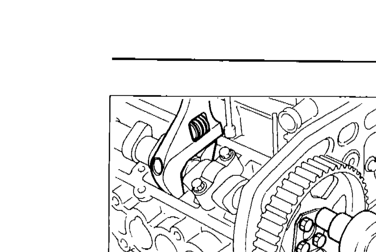 Camshaft sprocket installation showing timing belt and sprockets