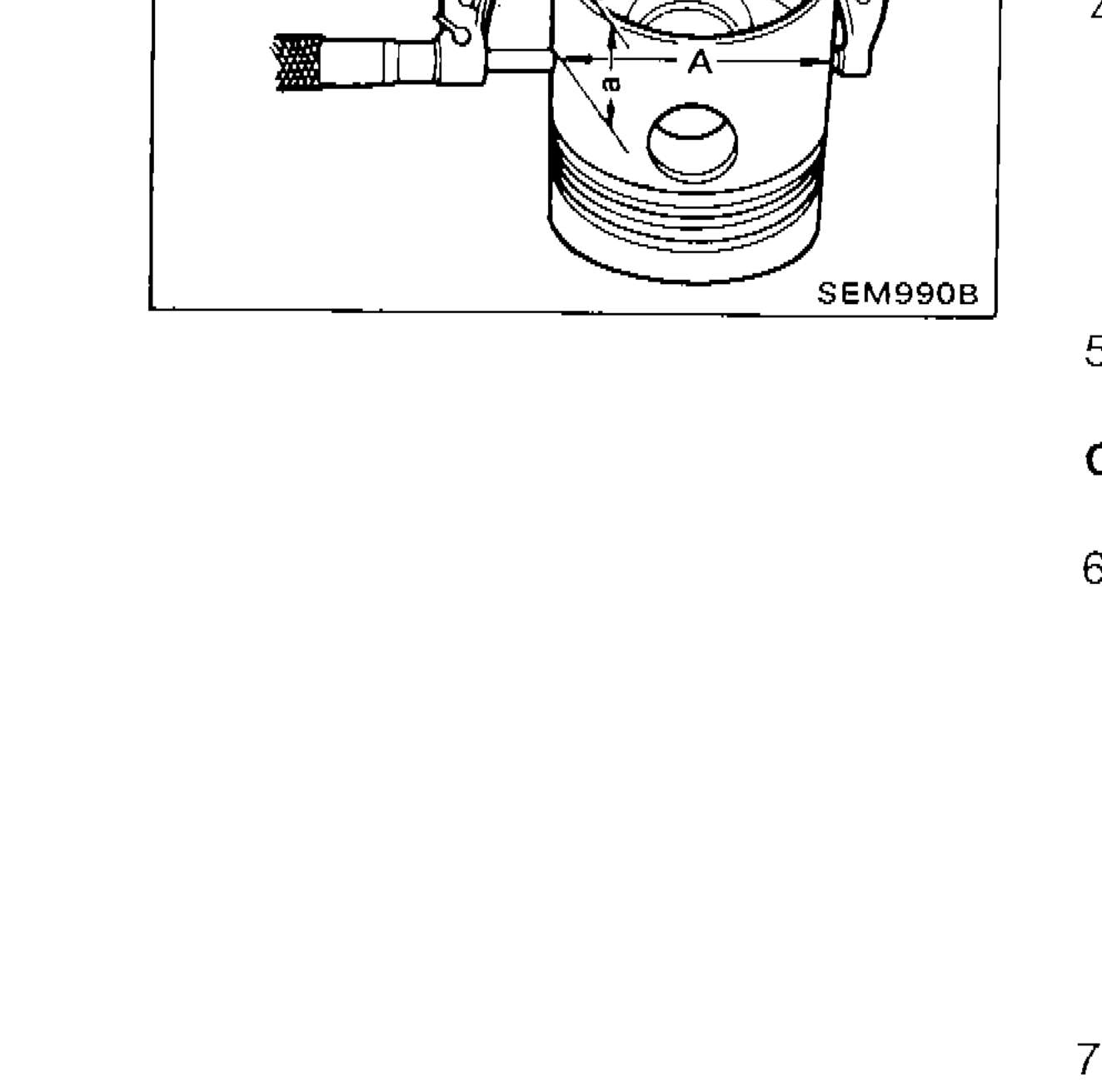 Micrometer measuring piston skirt diameter at point 'A', showing the measuring location on the piston skirt.