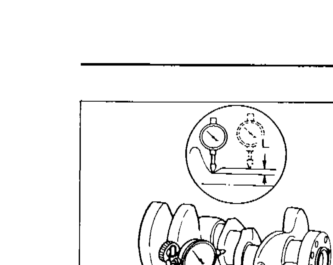 Dial gauge measuring crankshaft journal fillet roll 'L' dimension