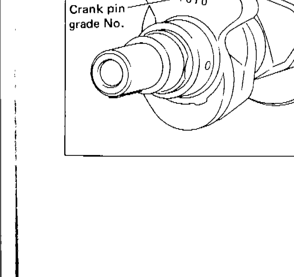 Crankshaft showing crank pin grade numbers stamped at positions #1 through #4