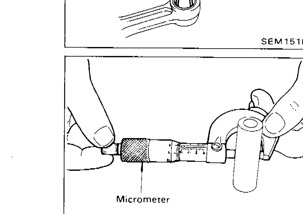 Micrometer measuring outer diameter of piston pin