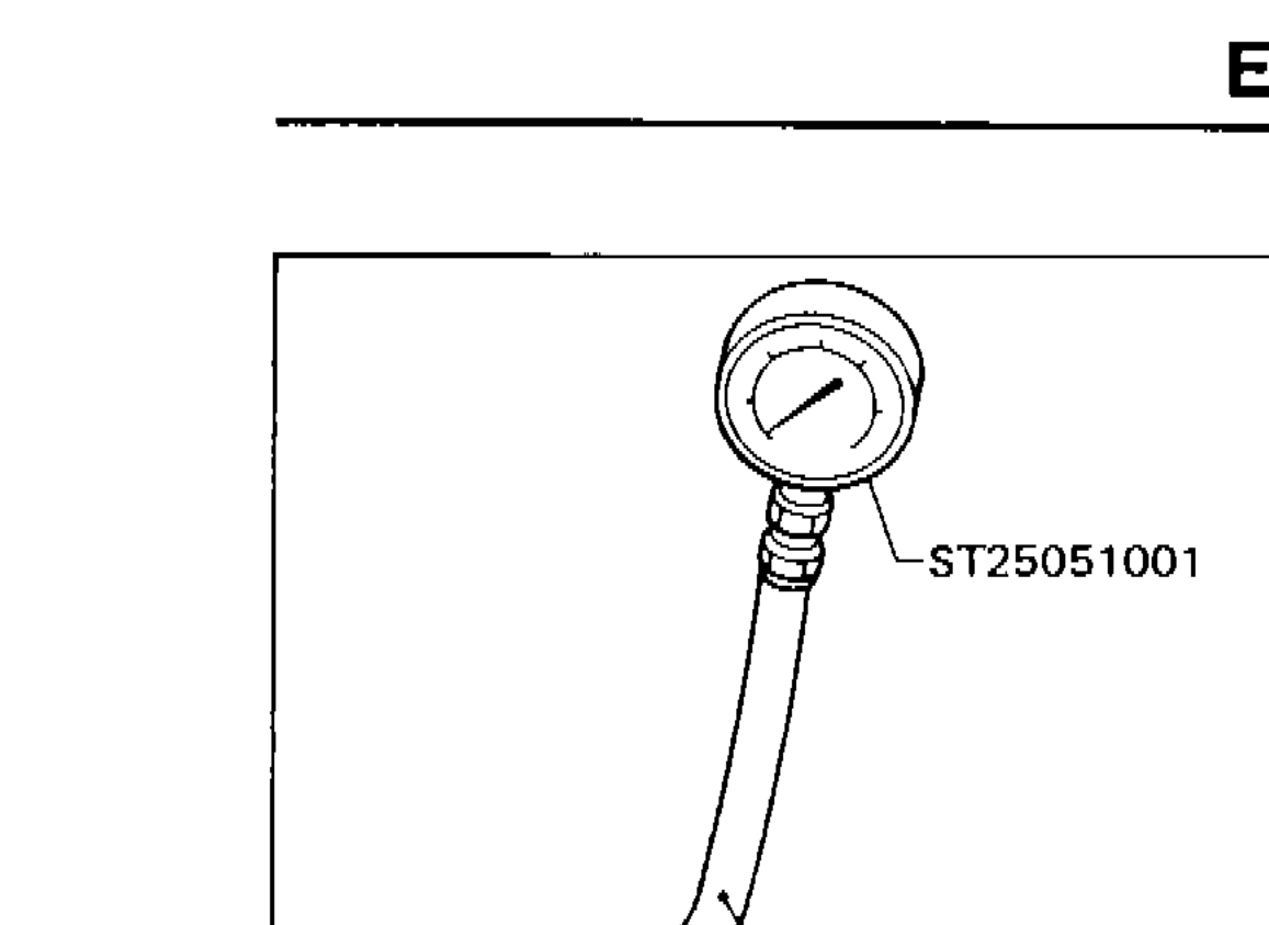 Oil pressure gauge tools ST25051001 and ST25052000 connected for oil pressure check