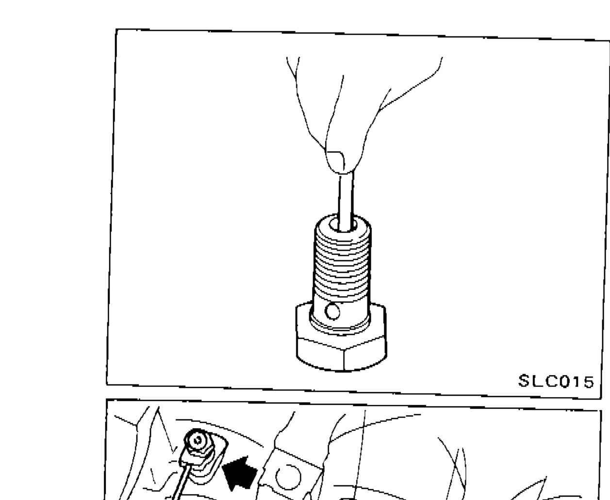 Photo of oil jet component being inspected/blown through