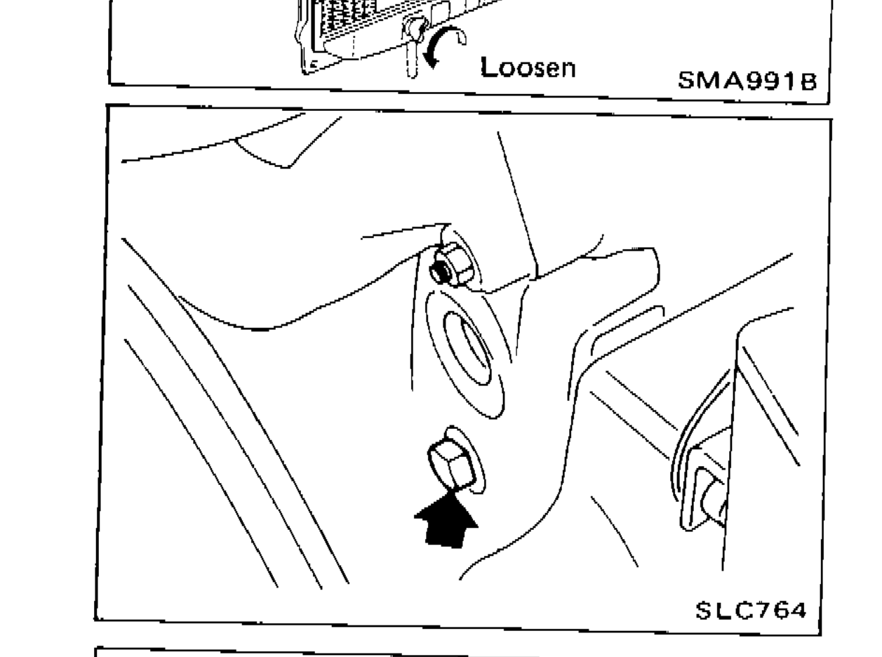 Photo showing location of cylinder block drain plug at left rear of cylinder block, with arrow indicating the plug.
