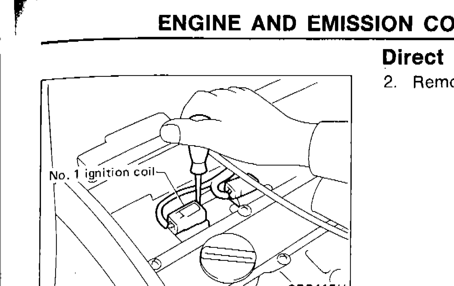 Engine bay view showing No. 1 ignition coil location with callout label