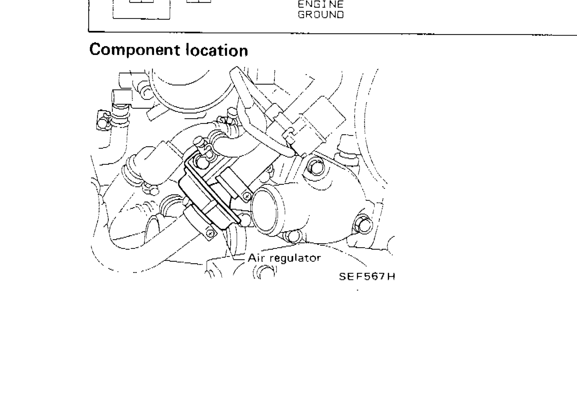 Engine bay photograph showing location of the Air Regulator component.