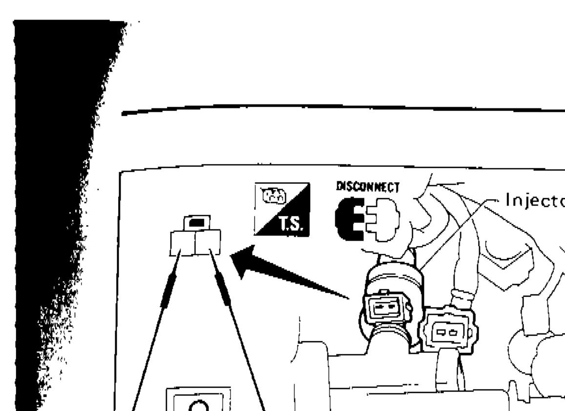 Injector harness connector disconnected with ohmmeter connected to injector terminals