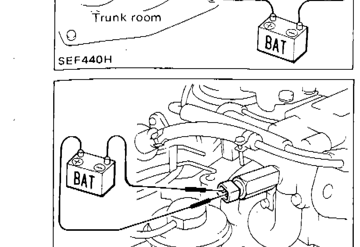 F.I.C.D. solenoid valve location on engine with battery connection shown
