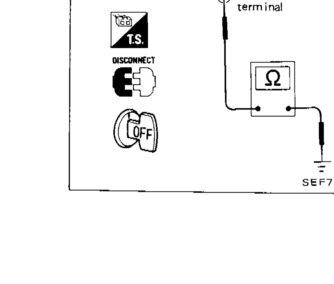 Detonation sensor terminal diagram showing ohmmeter connection between sensor terminal and ground