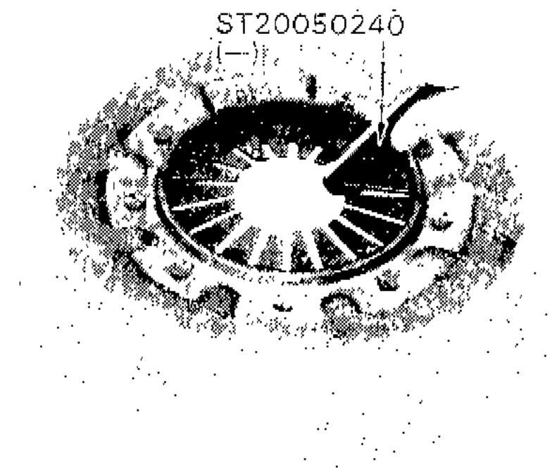 Tool ST20050240 used to adjust unevenness of diaphragm spring, top view of clutch cover