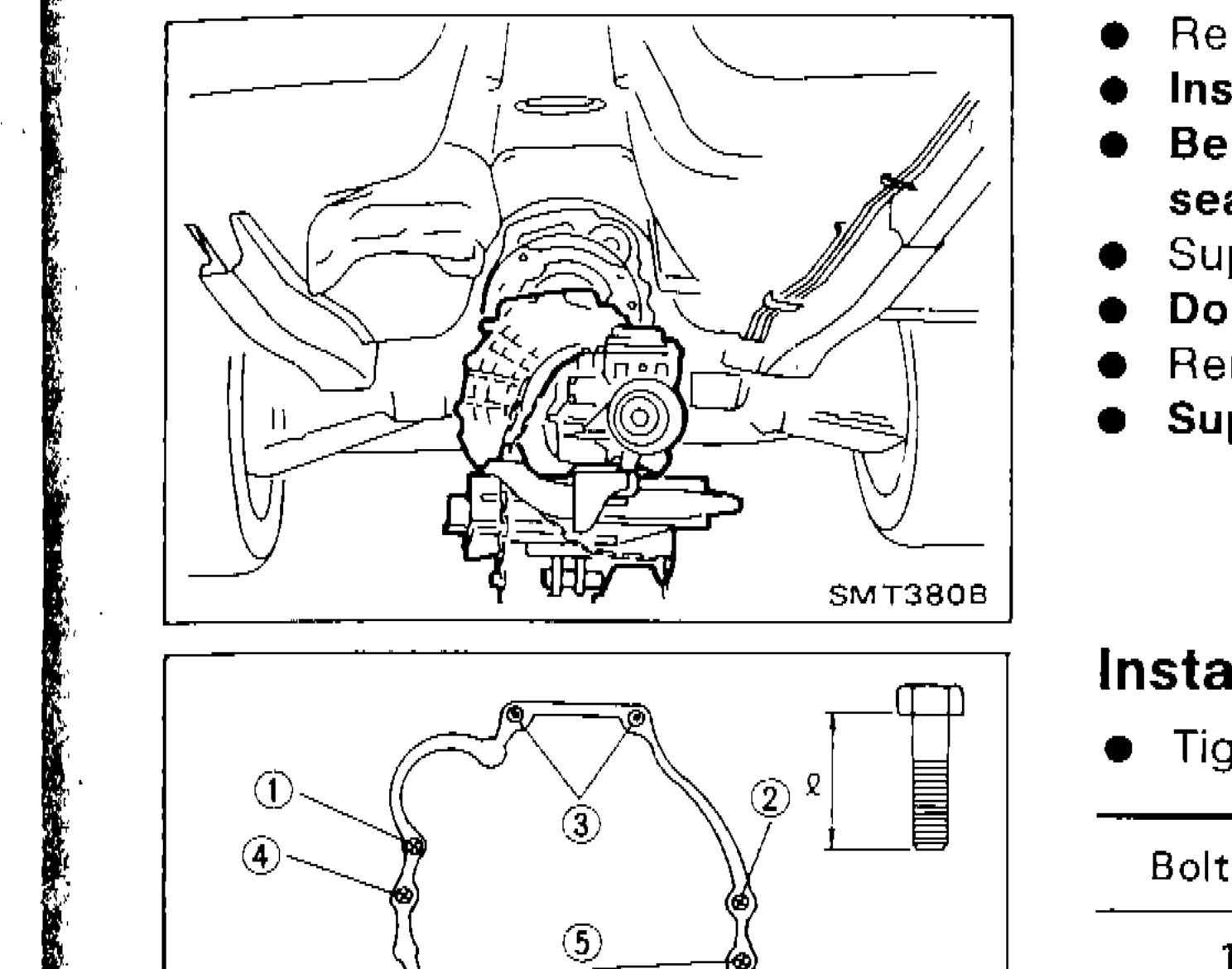 Photograph showing transmission removal from underneath vehicle with jack support