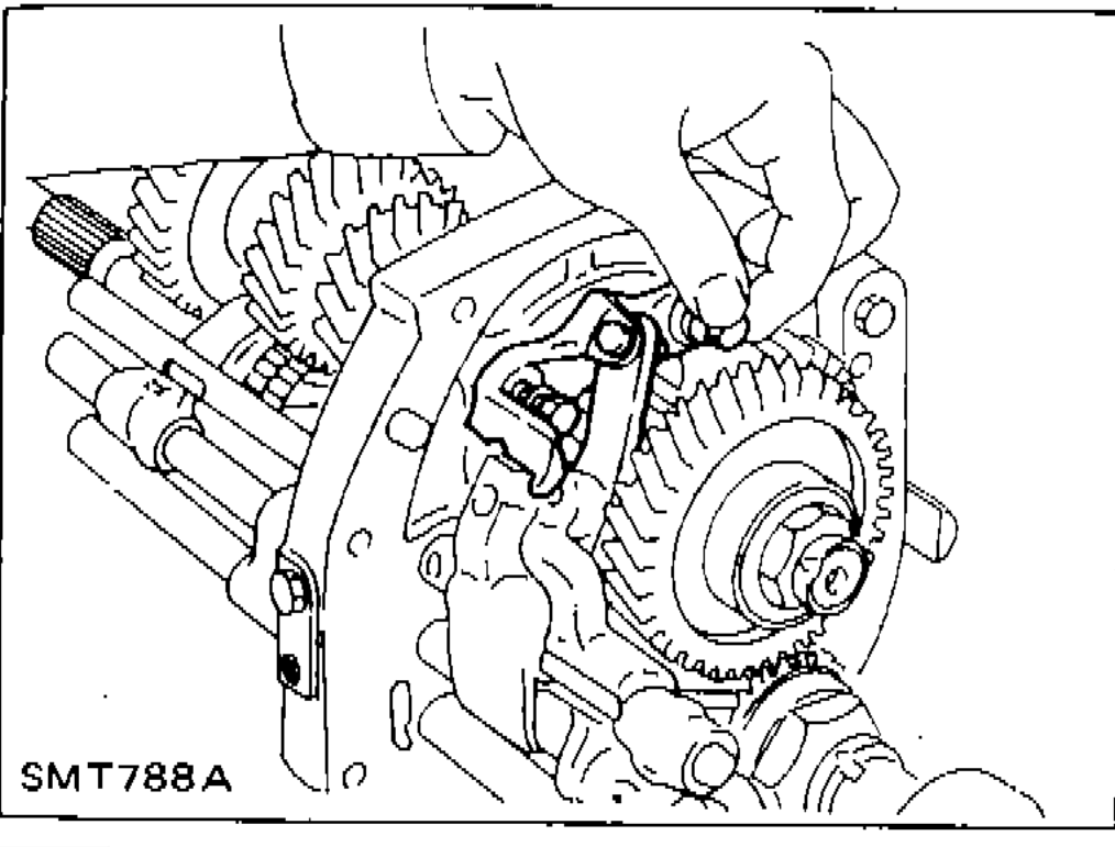 Removing lever bracket securing bolt from transmission