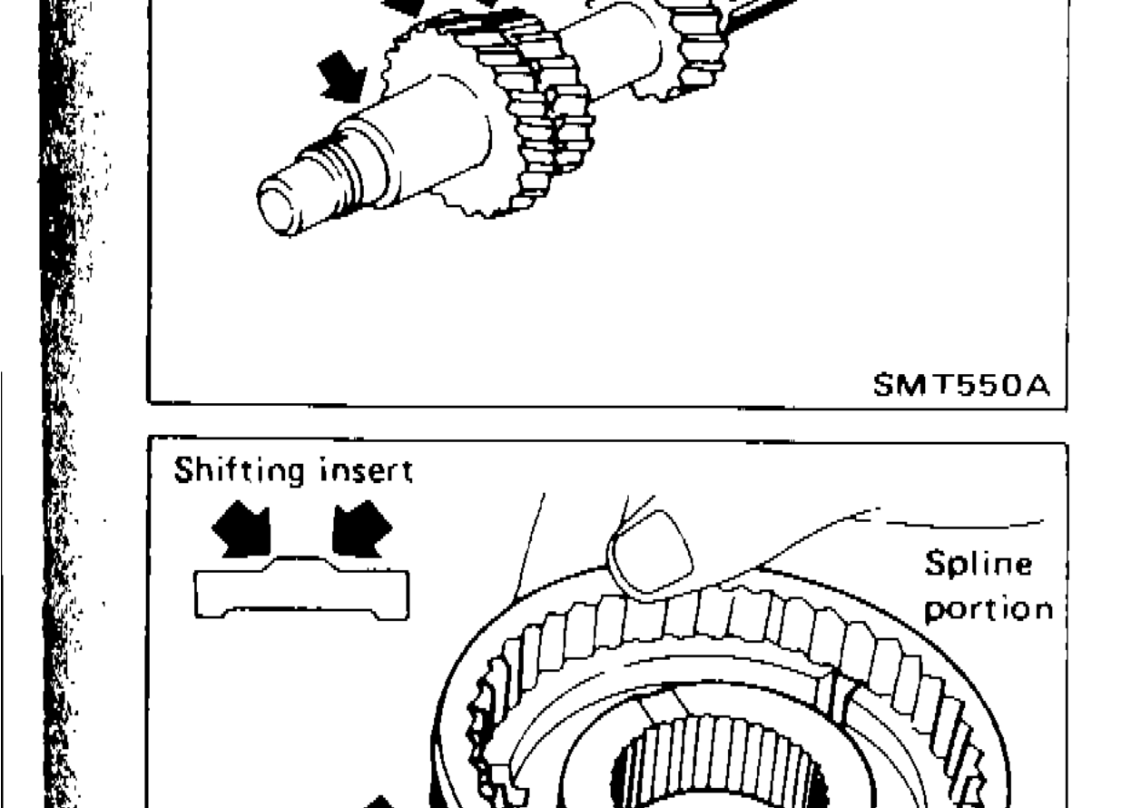 Counter gear assembly with arrows indicating inspection points for excessive wear, chips or cracks