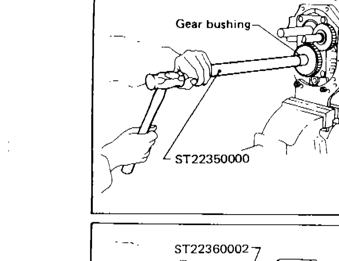 Installation of O.D. gear bushing using tool ST22350000
