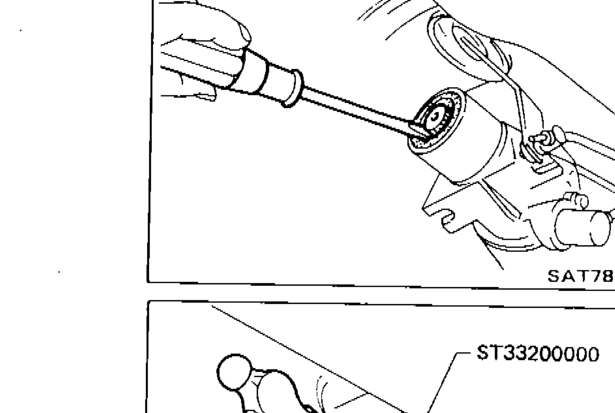Illustration showing removal of rear oil seal using a tool