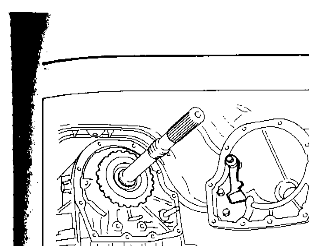 Rear extension removal from transmission case showing parking components