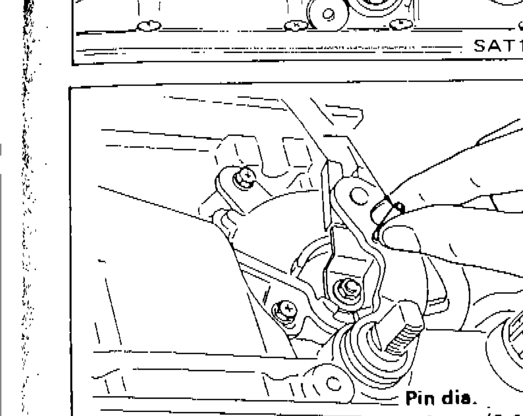 Pin insertion into inhibitor switch and manual shaft adjustment holes. Pin dia. 4 mm (0.16 in)