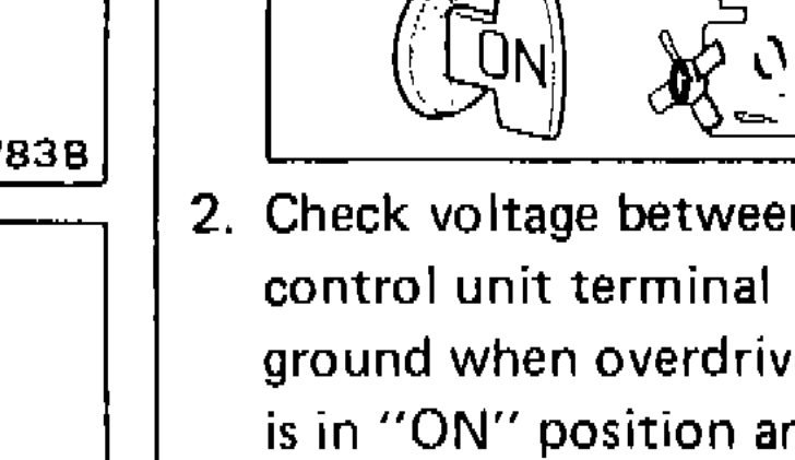 Photo of overdrive switch connector with ON label, used in step 1 of Check Overdrive Switch Circuit