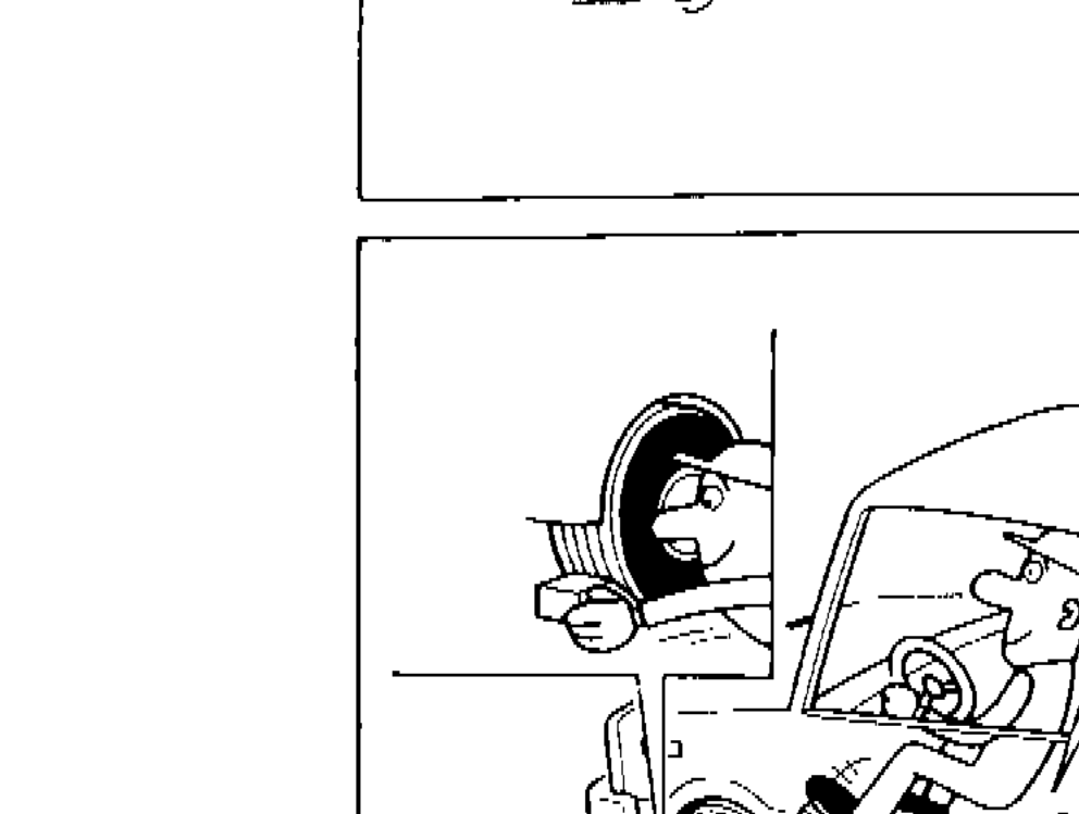 Illustration showing driver in vehicle with tachometer visible and wheels blocked