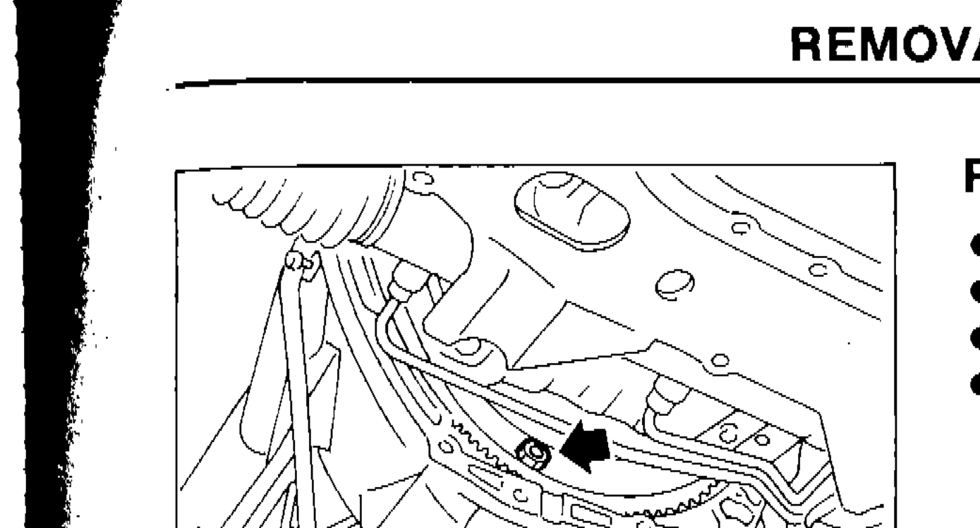 Photo showing removal of fluid charging pipe from A/T assembly area, underside view