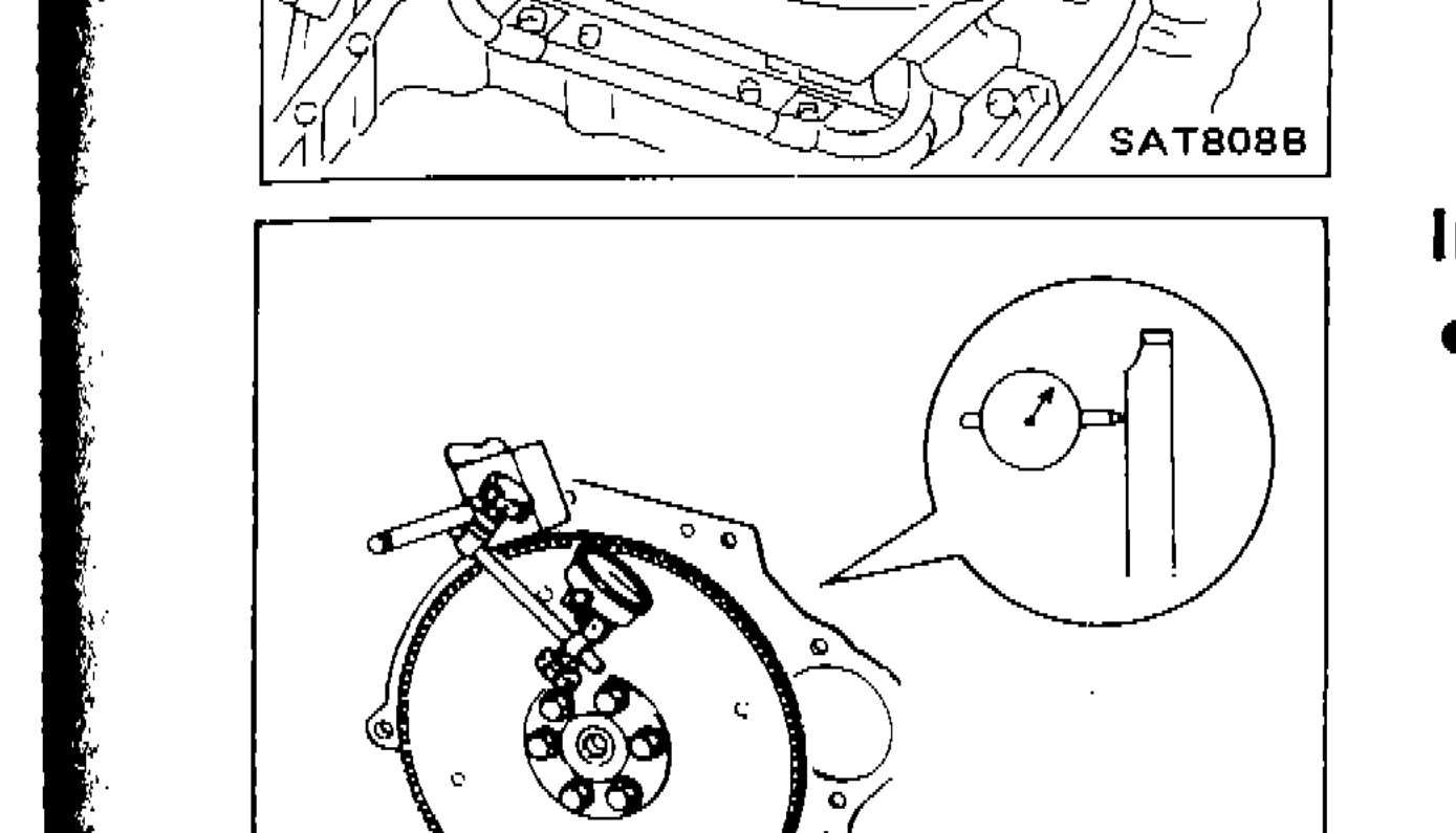 Photo showing drive plate runout measurement with dial indicator