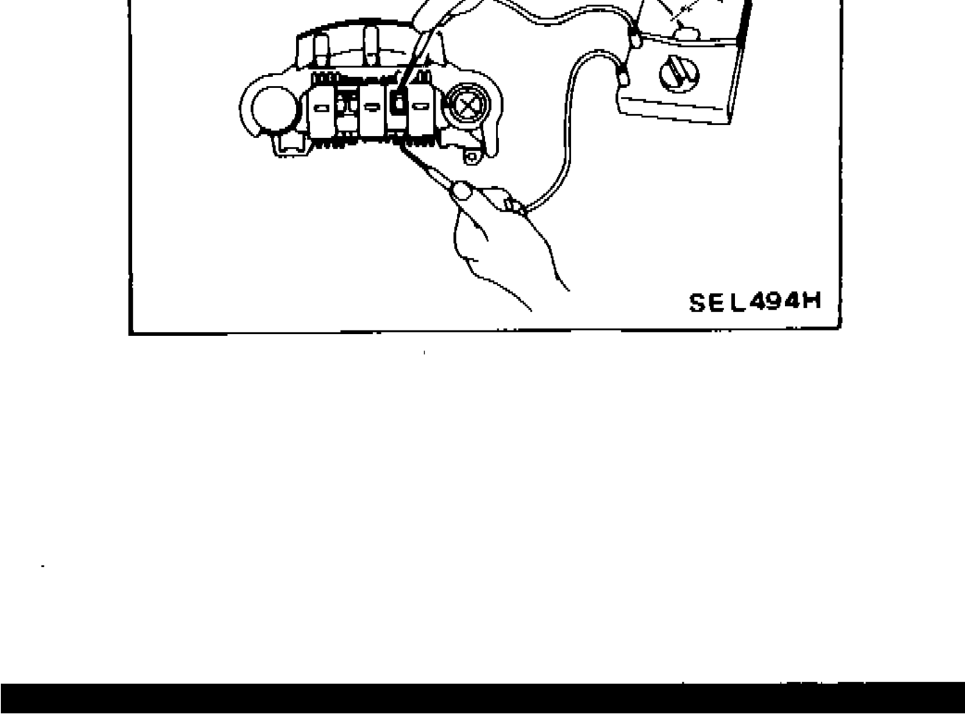 Ohmmeter probe attached to each end of sub-diode for continuity check