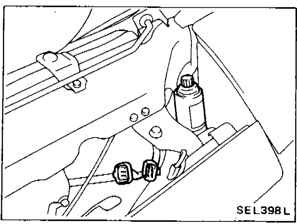 Headlamp motor and link assembly showing motor manual knob area