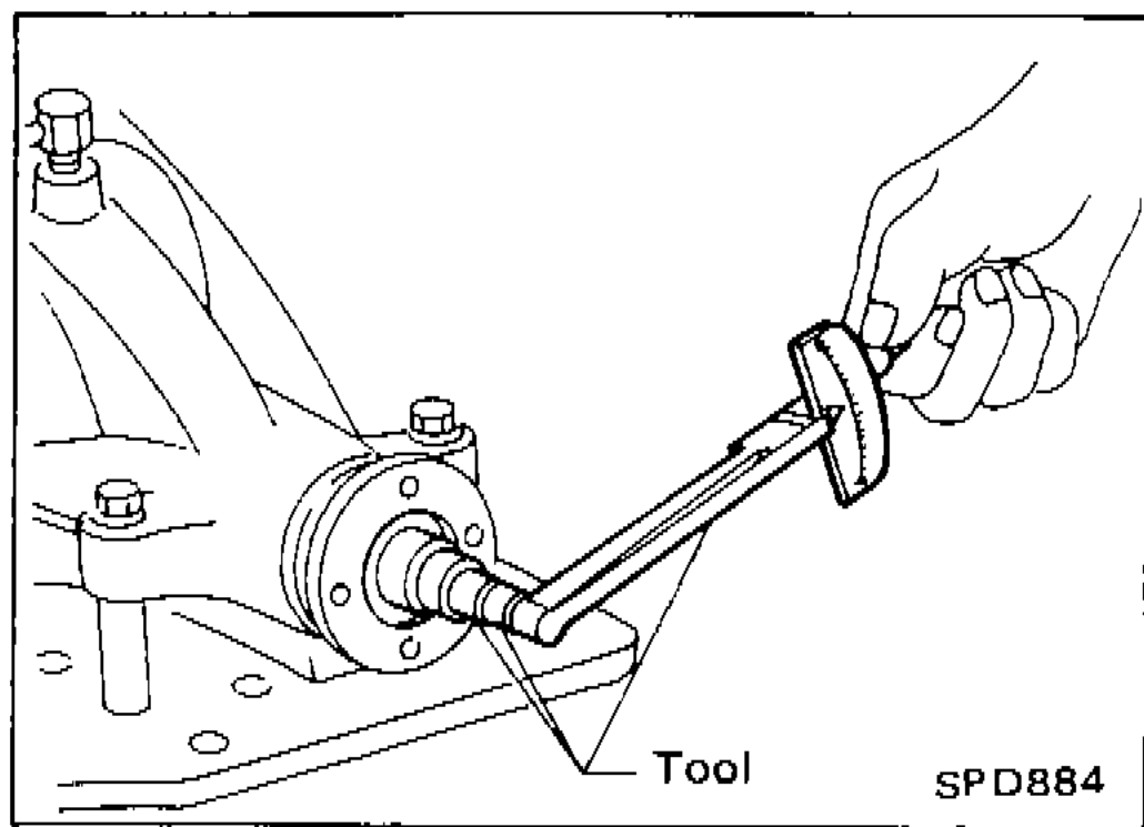 Checking total preload with a torque wrench tool on the differential assembly