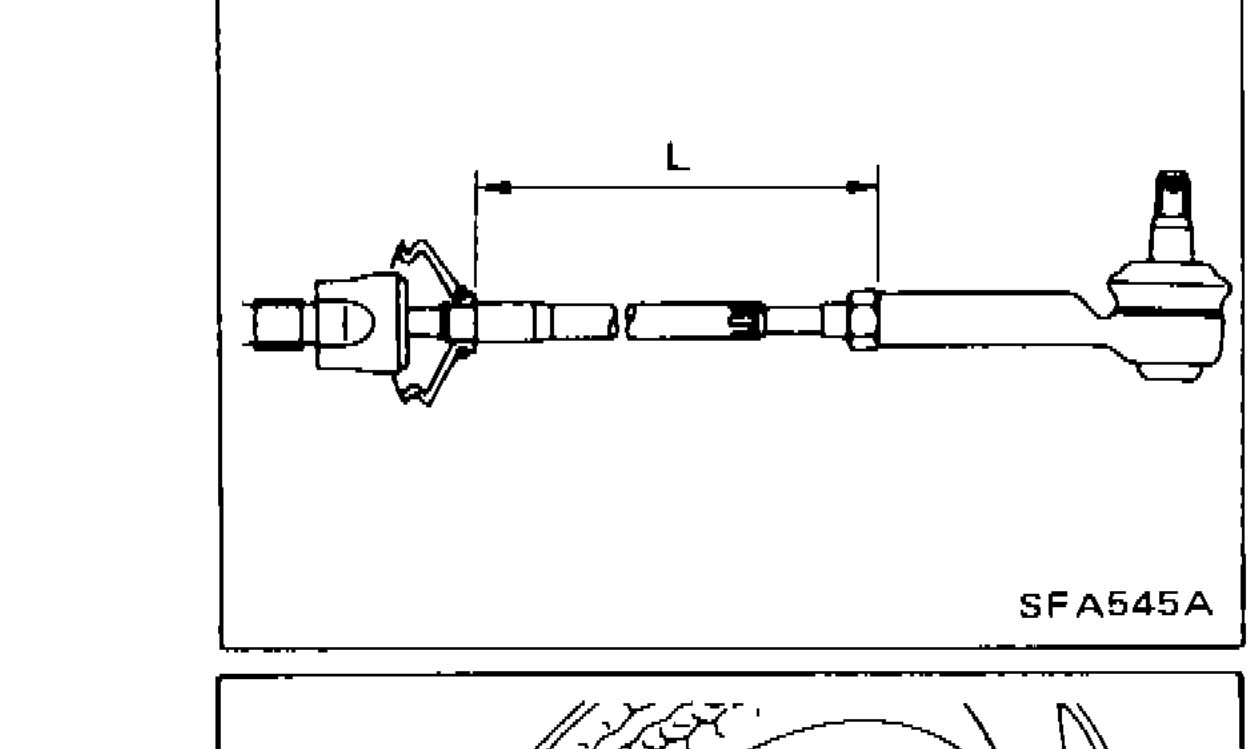 Diagram of steering tie-rod showing standard length L measurement