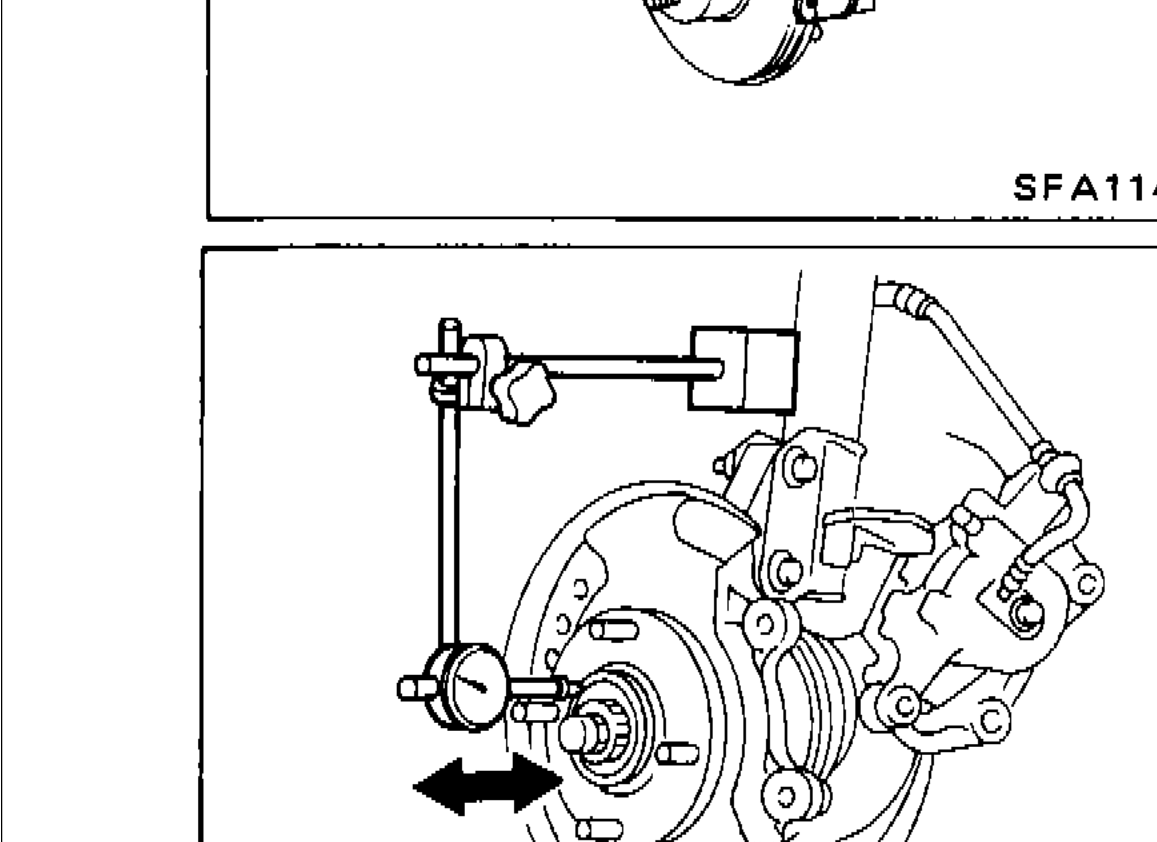Checking wheel bearing axial end play with dial indicator