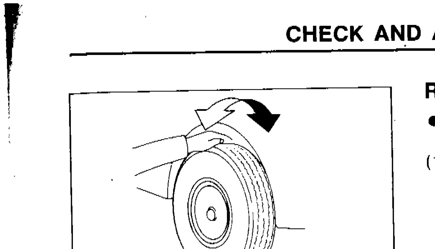 Illustration of rear wheel being shaken to check for looseness in axle and suspension parts