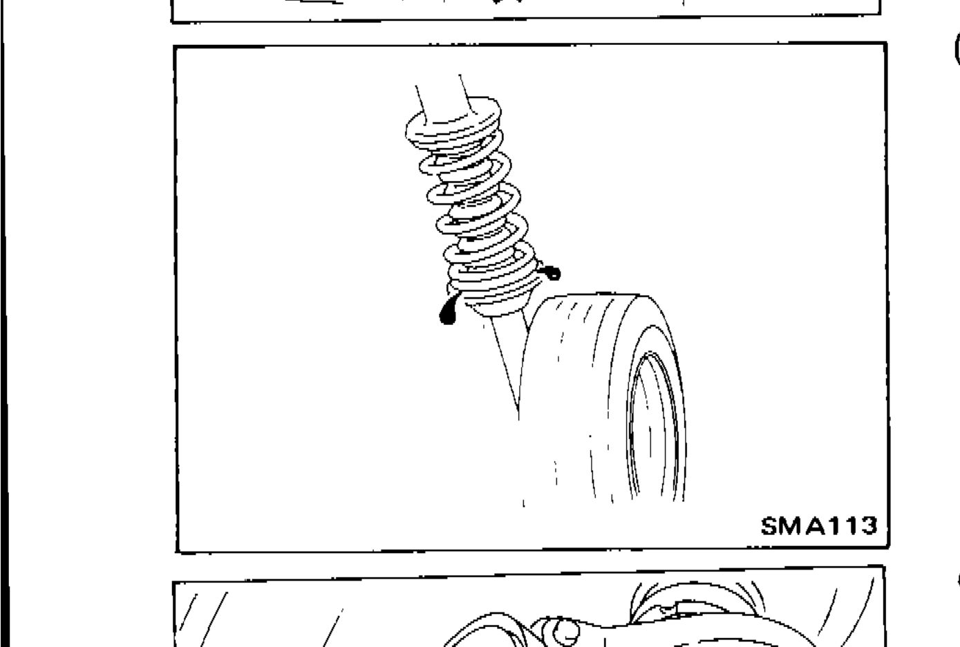Illustration of rear shock absorber to be checked for oil leakage or other damage