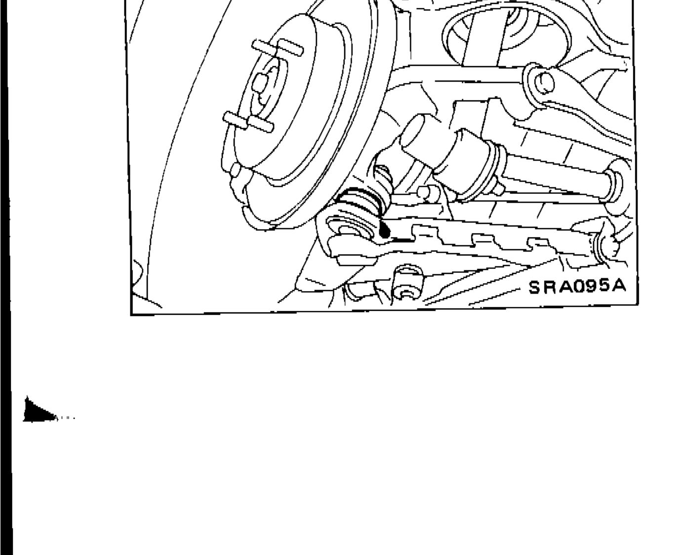 Illustration of suspension ball joint and dust cover to be checked for grease leakage and cracks or other damage