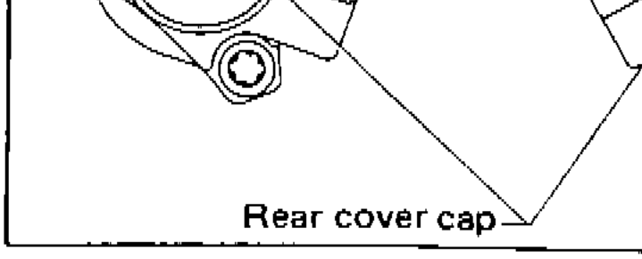 Two views (L.H.D. left and R.H.D. right) of the rear cover cap with arrow indicating the protrusion orientation relative to the centre of the rack — 90° to centre.